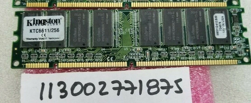  256MB SDR SDRAM SD PC100  PC 100MHZ 100 CL2 168PIN NON-ECC 16CHIPS 16X8 - Image 1 of 1