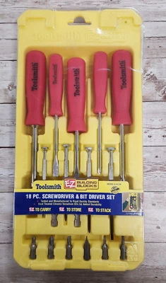 Toolsmith 18 Piece Screwdriver  Bit Driver Set Slotted & Phillips Wall Holder - Image 1 of 4