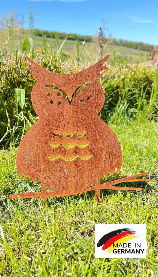 Gartenstecker kleine Eule aus Metall, 33 cm hoch, Gartendeko, ostern, Edelrost - Bild 1 von 3