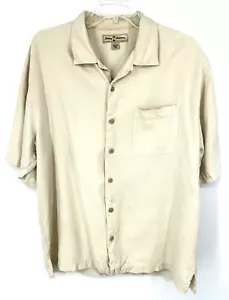 Tommy Bahama Silk Hawaiian Mens Shirt Plain Cream Size Large Camp - Picture 1 of 14