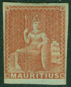 SG 30 Mauritius 1858-62 (senza valore) rosso-marrone. Montato come nuovo. 4 margini chiusi/grandi - Foto 1 di 1
