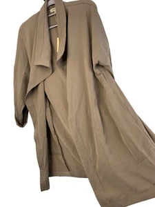 New Max Studio Drape Open Cardigan Jacket M Mocha Twill Waterfall Roll Tab $128 - Picture 1 of 10