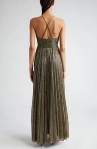 A.L.C. ALC Angelina Il Metallic Pleated Dress Sz 12 Wmns NWT$750 - Picture 1 of 18