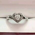 925 Sterling Silver Genuine Diamond Heart Ring Size 5.25