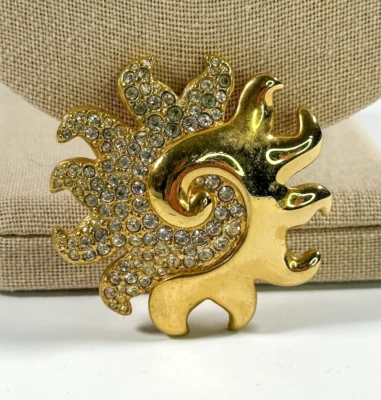 Colgante de cristal Swarovski Sunburst firmado de colección tono dorado pedrería sin cadena Foto 1 de 4