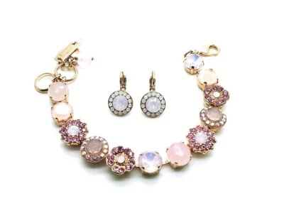 Mariana Jewelry Set Bracelet & Earrings  Pink Rose Quartz and Austrian Crystals - Изображение 1 из 3