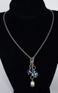 Designer Amaron Sterlingsilber Amethyst Topas Perle Lariat Rolo Gliederkette - Bild 1 von 12