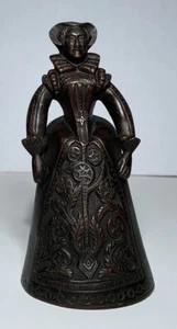Antique LARGE 6 1/2” BRONZE FIGURAL WOMAN HAND BELL LEG CLAPPERS 19th Century - Picture 1 of 5