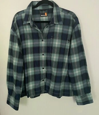 Camisa de franela a cuadros recortada Timberland para mujer talla XL grunge granola holgada Foto 1 de 4