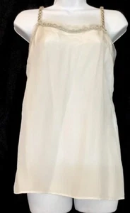Lanvin Top White silk camisole rhinestone straps/trim Silk Nwt $4715 Size 38 - Picture 1 of 12