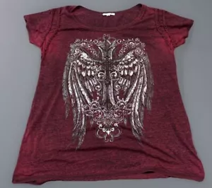 T-shirt maglietta Maurices Biker Goth Grunge XLlarge ali incrociate manica corta elasticizzata - Foto 1 di 10