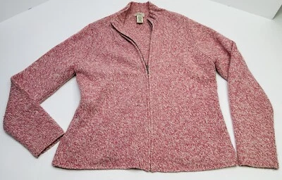 Suéter feminino LL BEAN zíper completo lã de cordeiro médio + cabelo de coelho angorá rosa - Imagem 1 de 4