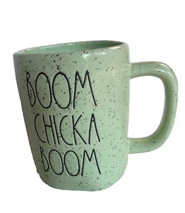 Rae Dunn Green Speckled Mug "BOOM CHICKA BOOM" Coffee Cup - Picture 1 of 5