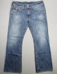 True Religion Boot Cut Denim Jeans Men's Size 36 Leather Horseshoe USA Made VTg - Picture 1 of 18