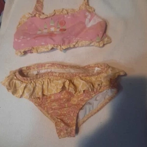 Eleanor Rose Girls Two Pc Bathing Suit Pink Floral With Ruffle  Top Has... - Picture 1 of 8