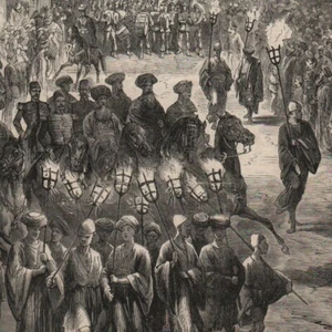Egypte - Procession dans les rues du Caire - Gravure de presse 1870 - Imagen 1 de 2