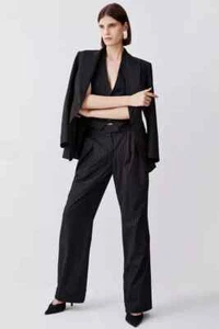 Karen Millen Nadelstreifenhose weites Bein - Größe 6 - schwarz - Bild 1 von 12