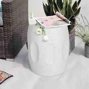 Schwerlast Beistelltisch Sofatisch Couchtisch Rund Outdoor Garten Massiv Weiss - Bild 1 von 8