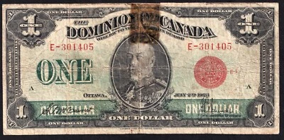 Dominion Of Canada 1923 $1 One Dollar Banknote McCavour - Saunders Red Seal - Image 1 of 2