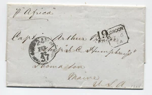 1864 London to Maine transatlantic stampless Boston depreciated currency [45.505 - Picture 1 of 3