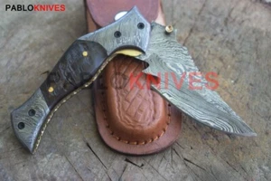 Custom Hand Forged Damascus Steel Hunting Folding,Pocket, Survival,Outdoor Knife - Picture 1 of 6