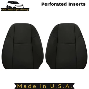 2012-2014 For Chevy Silverado Genuine Leather Front Top Seat Covers Ebony Black - Picture 1 of 5