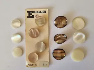 Joblot 13 x Vintage Mother of Pearl Shank Buttons, 4 on card. 1.8 - 2.2cm - Picture 1 of 10