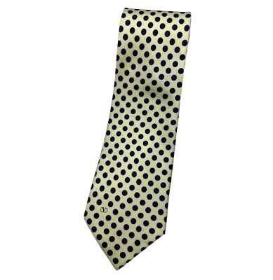Nuevo con etiquetas Corbata de Seda Valentino ITALIA Amarillo Negro Lunares Logo W:3.7" Foto 1 de 4