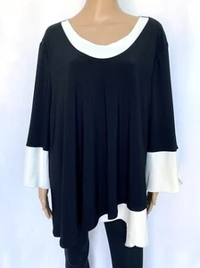 NWT! NEW JOSEPH RIBKOFF Size US 22 2XL UK 24 Black White Top Blouse Women - Picture 1 of 9