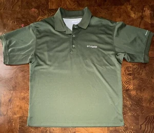 Columbia PFG Fishing Shirt Omni Shade Mens M Polo Pull Over Forest Green - Picture 1 of 6