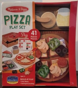 NEW Melissa & Doug Wooden and Felt Pizza Play Set 41 Pieces Factory Sealed Brand - Picture 1 of 7