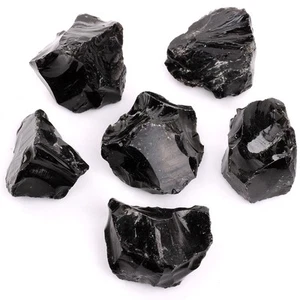 Piedra preciosa de obsidiana negra natural áspera de 1 kg/2,2 libras tamaño grande - Imagen 1 de 2