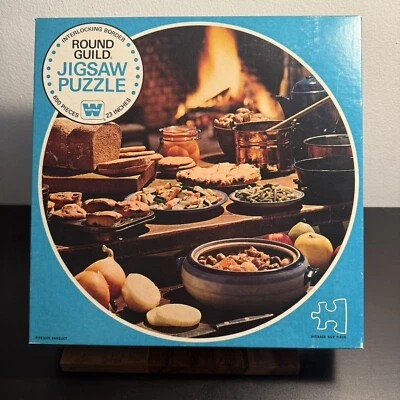 Vintage Whitman Round Guild 650pc Jigsaw Puzzle “Fireside Banquet”  NEW/SEALED - Image 1 of 4