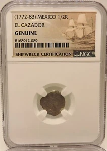 El Cazador 1772 - 1783 Spanish Silver 1/2 Real NGC Certified Shipwreck Coin #5 - Picture 1 of 4