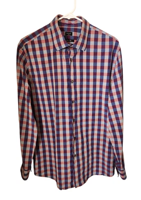 Camisa Paul Smith Abotonada Talla 16.5/42 Calce Ajustado Púrpura Azul Rosa Gris Cuadros Foto 1 de 4