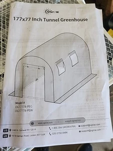 Ogrow 177x77 Inch Tunnel Greenhouse Replacement Cover. Whaite - Picture 1 of 2