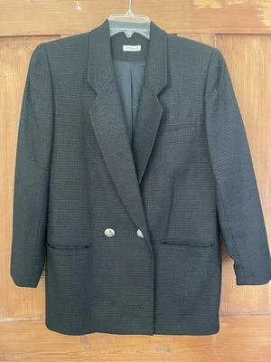Women’s Doncaster Silks Black Woven Silk Blazer Suit Jacket Size 8 - Image 1 of 4