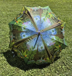 Vtg 1992 Salamander Rainforest Tropical Stick Umbrella Art Parasol46" Diameter - Picture 1 of 14
