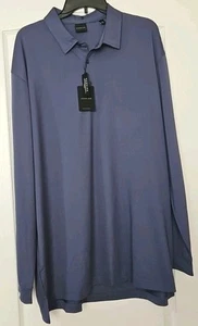 Dunning Golf CoolMax Blue Polo Shirt Textured Men's Size 3XL Long Sleeve 770 - Picture 1 of 7