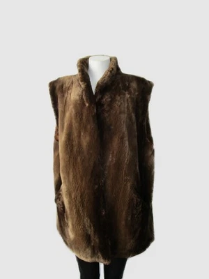 Women's Sz 12 Brown Real Sheared Beaver Fur Vest MINT+ - Image 1 of 4