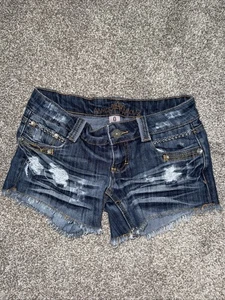 Pantalones Cortos de Jean Juniors Casi Famosos Distressed Corte Cintura Baja Talla 0 - Imagen 1 de 3