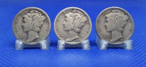 1926 P 1928 S 1929 P Merkur Groschen 90% Silber - 3 Münzen - Bild 1 von 2