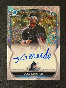 Jose Gerardo 2023 Bowman Chrome 1st Auto Speckle Refractor /299 Marlins - Picture 1 of 2