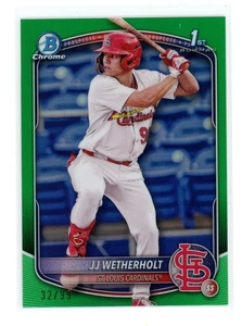JJ WETHERHOLT 2025 Bowman cromo refractor verde/99 Cardinals 1st - Imagen 1 de 2