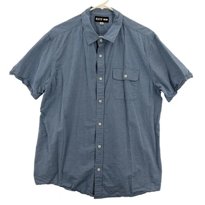 Reef Shirt Mens Large Blue Short Sleeve Button Front Cotton Casual Surf Beach - Image 1 of 4