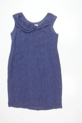 Vestido Vaina Minuet Para Mujer Azul Lino Hasta la Rodilla Sin Mangas Talla 18 Foto 1 de 4