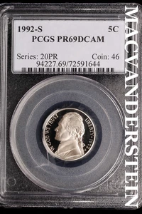 1992-S Jefferson Nickel - PCGS PR69DCAM - Scarce Proof #SLH1040 - Picture 1 of 2