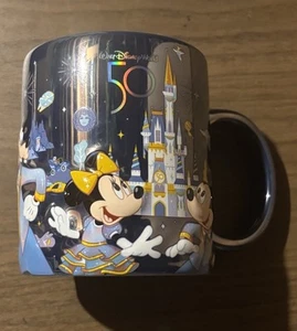 Walt Disney World 50th Anniversary Mickey & Friends Blue Iridescent Ceramic Mug - Picture 1 of 1