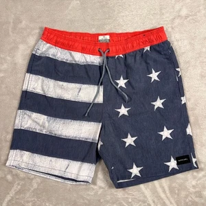 Pantalones Cortos Rip Curl Para Hombre Pequeños Rojo Blanco Azul Bandera Americana Pull On Lay Days - Imagen 1 de 10