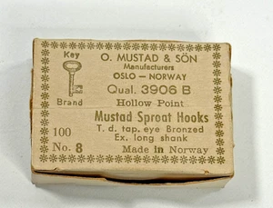 68 MUSTAD #8 Fly Tying Sproat Hooks bronzed extra Long Shank 3906 A - Picture 1 of 4